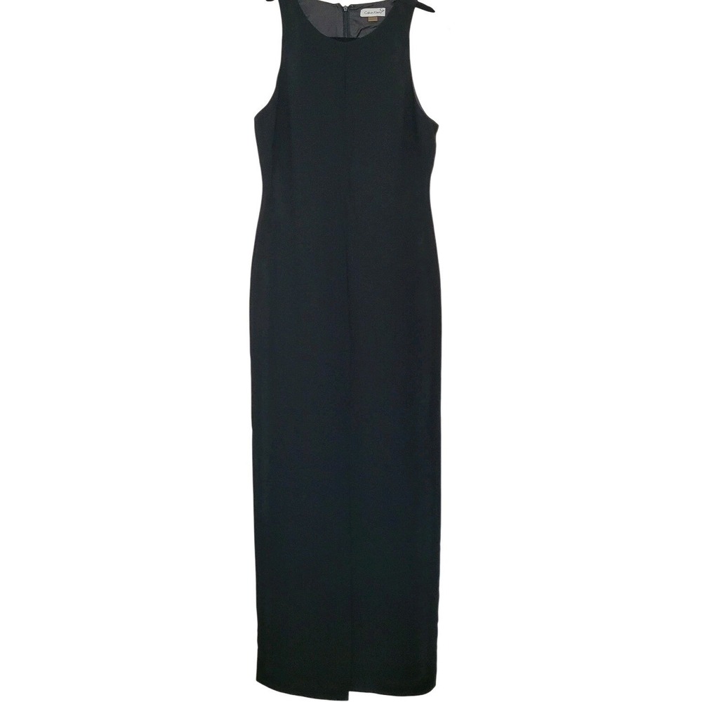 Calvin Klein Black Gown Long Sleeveless Keyhole Dress Sz‎ 6-8 Elegant CBK